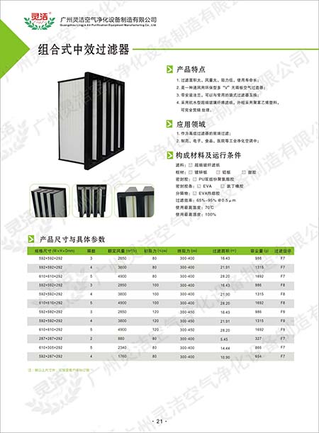 組合式中效V型過濾器/大風(fēng)量/W型/V型過濾器優(yōu)點